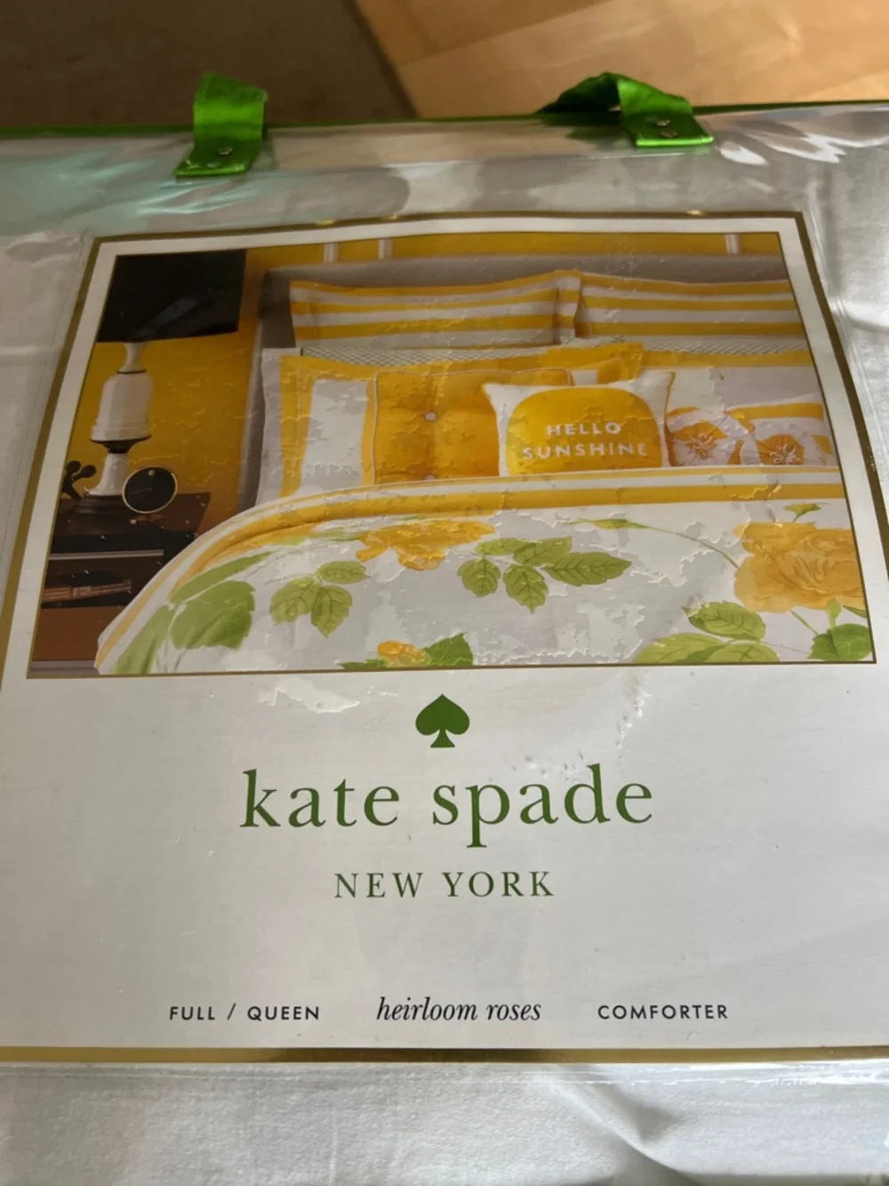NWT kate spade Yellow & Green Heirloom Roses Floral Comforter